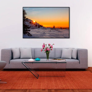 print tirage art decoration salon limité photographie coucher soleil neige hiver sapin lelex ski